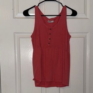 Sonoma Coral Button-Down Tank Top